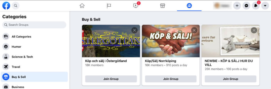 Facebook Buy and Sell Groups