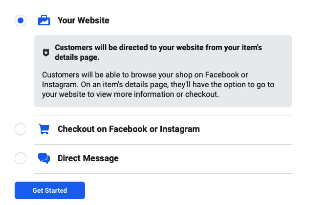 Types of checkout on Facebook