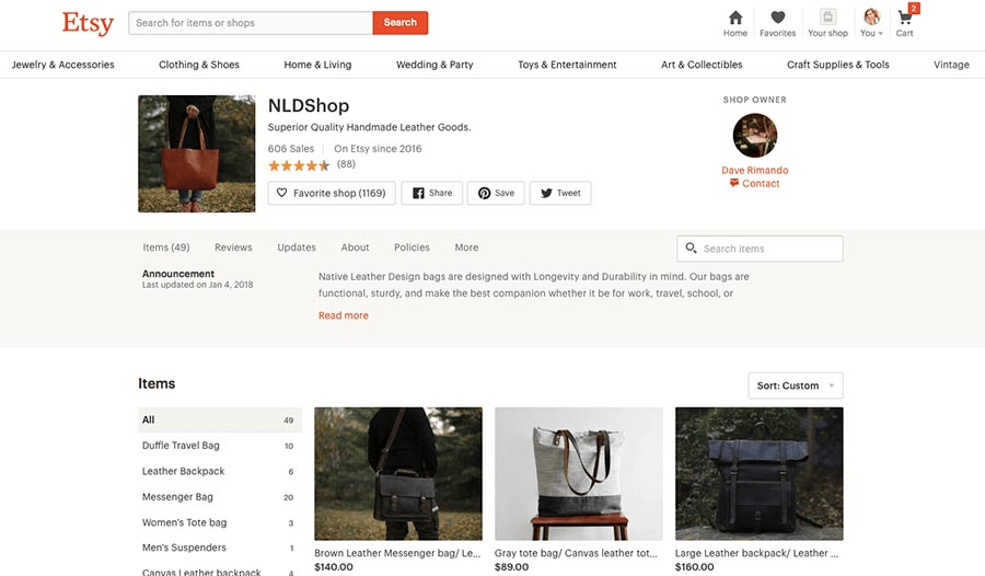 Little to no personalization on Etsy