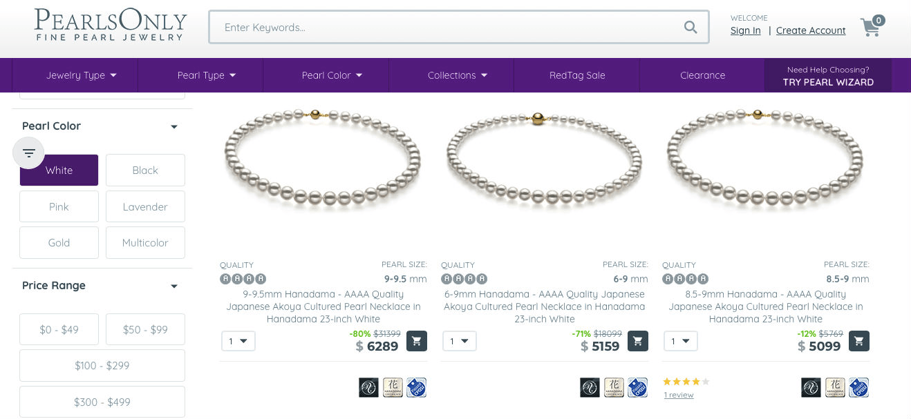 PearlsOnly product page