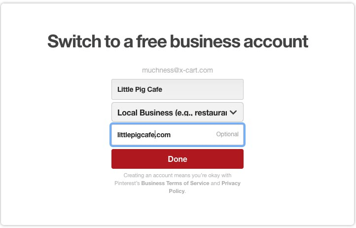 Switch to Pinterest business account